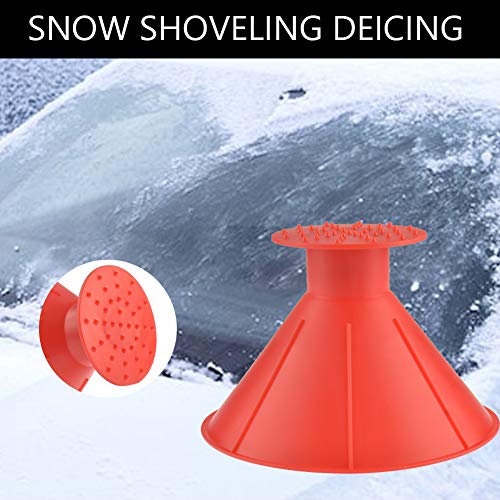 Risunpet Ice Scraper Funnel Round Windshield,Magic Car Cone-Shaped Car Windshield Ice Scraper,Snow Removal Shovel Tool （2pack Red） - Thumbnail 3