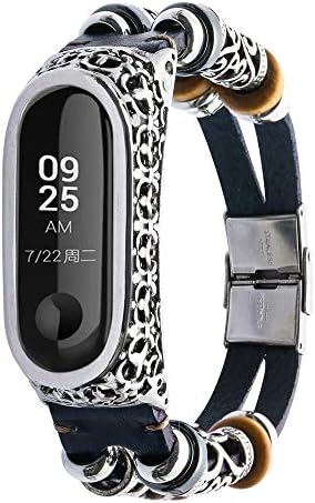 Barthylomo Xiaomi Mi Band 3 Leather Wristband Band + Metal Case Watch Replacement Band Watch Bracelet Watches Accessories