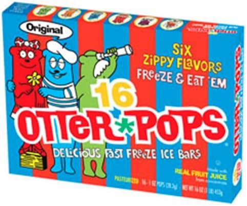 Otter Pops Freezer Ice Bars, Fat Free Ice Pops, Assorted Flavors (12 boxes, 16 - 1 oz pops)