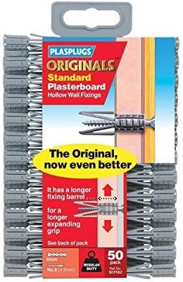 PLASPLUGS Plasterboard Hollow Cavity Drywall Plugs Pack of 50