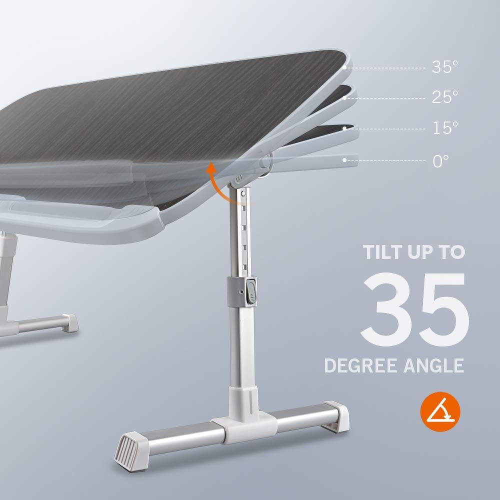 Laptop Desk for Bed, TaoTronics Lap Desks Bed Trays for Eating and Laptops Stand Lap Table, Adjustable Computer Tray for Bed, Foldable Bed Desk for Laptop and Writing in Sofa and Couch Black : Office Products
