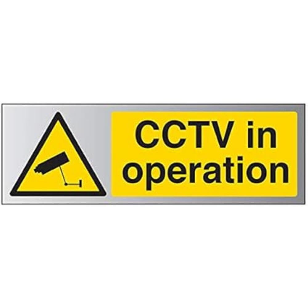 V Safety Warning General-CCTV In Operation Sign - 600mm x 200mm - 1.6mm Alu Rigid Plastic