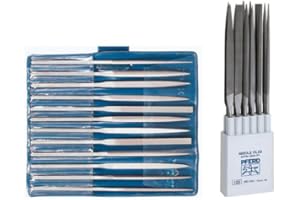 Pferd Set of 12 Needle Files in Different Shapes, Length 160 mm, Swiss Cut 1, in Roll Case 266/16 C1 160 mm