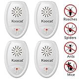 Pack of 4 Koocat Ultrasonic Pest Repeller for Insects, Rodents, Mice, Rats, Ants, Spiders, Cockroaches, Bug - Premium Pest Control Repellent, Uses the Latest High-Effective Ultrasonic Technology