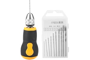 Portable Hand Drill with 10pcs Twist Drill Bits Set 0.8-3.0mm for Jewelry Wood Plastic Black