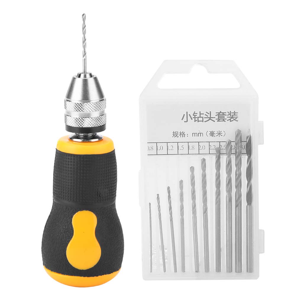 Micro Mini Drill Tool & Twin Target 10 pc Twist Drill Bits 0.8-3.0mm Woodworking Handdrill / Jewelry Detail / Walnut Amber Beeswax Olive Nut