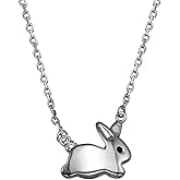 Charm America Silver Rabbit Necklace - 925 Sterling Silver - Easter Necklace Jewelry - Bunny Jewelry