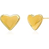Jean Beau Dainty Gold Heart Stud Earrings for Women, 14K Gold Plated Hypoallergenic Minimalist Flat back Heart Earring Prom Wedding Accessories Fashion Jewelry Gift