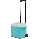 16 Quart Rolling Hard Cooler with Wheels | Portable Insulated Ice Chest for Camping, Beach, Picnics, and Tailgating | Aqua Blue