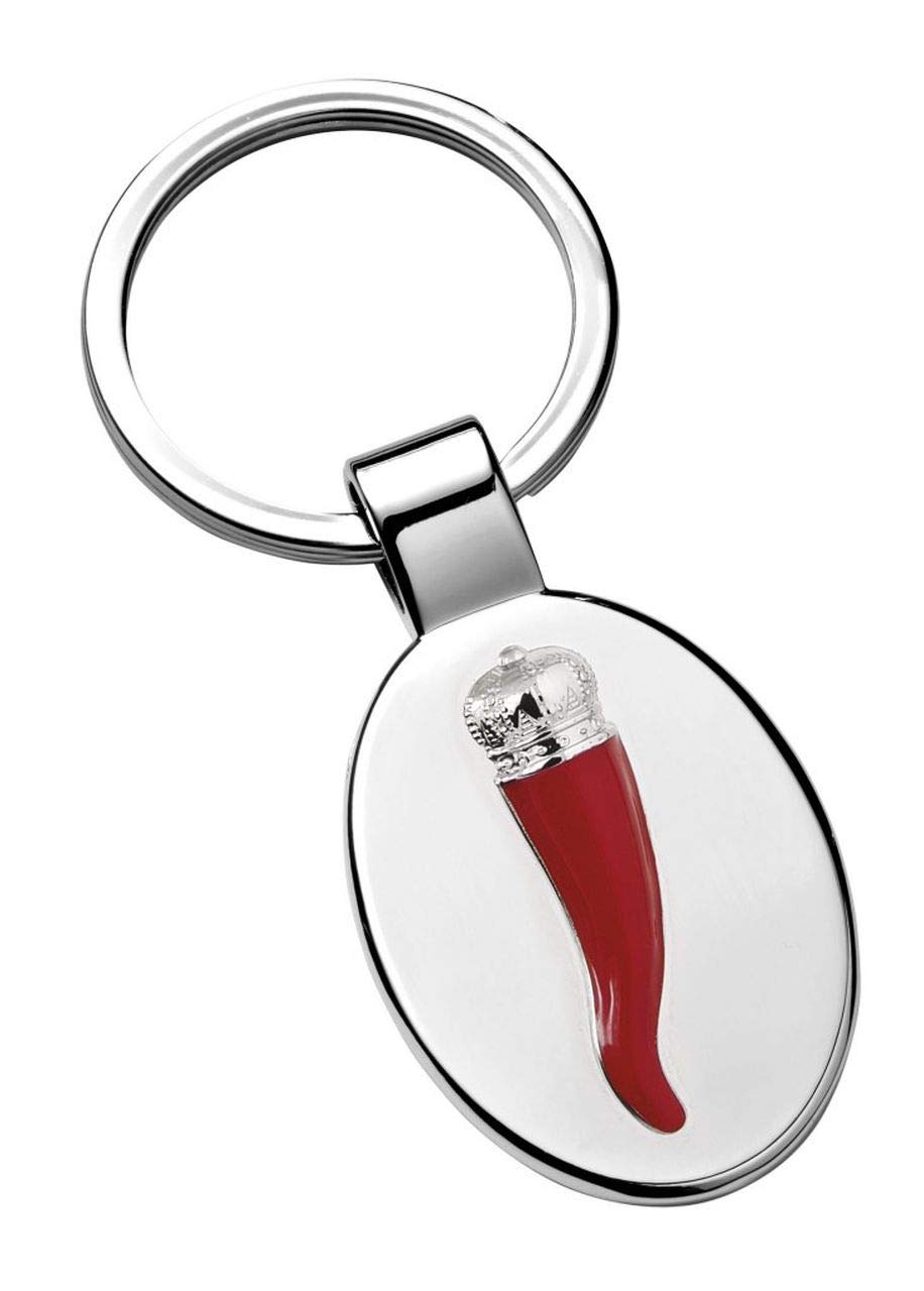 Ten Key ring with red horn decoration cod.EL7980 cm 8,2x3,5x0,7h by Varotto & Co.