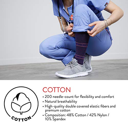 VIM & VIGR Cotton 15-20 mmHg Graduated Compression Socks for Women & Men (Arcade Stripes Hunter & Raspberry, M/L) - Thumbnail 4