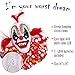 Halloween Haunters Hanging Scary Circus Clown Head with Spooky Face and Flashing Multi-Color LED Eyes Prop Decoration - Menacing Ghoul Smile, Polka Dot Collar - Haunted House, Entryway, Party Display