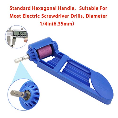 CZS Drill Bit Sharpener Portable Diamond Drill Bit Sharpening Tool Corundum Grinding Wheel for Iron-based Drill Bits Fit Width Range 5/64"-1/2" (2-12.5mm),One Extra Corundum Grinding Wheel and Wrench