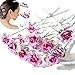 AKOAK 20 Pcs/Lot Women Wedding Bridal Clear Crystal Rhinestone Rose Flower Hair Pin Clips Hair Accessories Jewelry Barrettes Headwear（Pink）