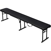 Amazon Basics 6-Foot Portable Folding Bench with Carrying Handle, Safety Lock, Space-Saving Storage, for Indoor &amp; Outdoor Use, Black