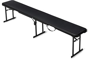 �鶹�� Basics 6ft (182.88 cm) Folding Bench for Indoor & Outdoor Use with Carrying Handle, Black