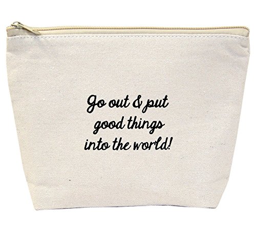 Jules Natural Canvas Tote Bag With Zipper Closure "Go Out And Put Good Things Into The World"