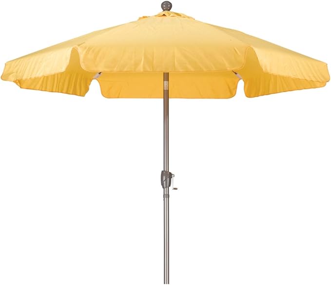 Amazon Com California Umbrella 7 5 Round Aluminum Pole Fiberglass Rib Umbrella Crank Open Push Button 3 Way Tilt Champagne Pole Yellow Patio Umbrellas Garden Outdoor