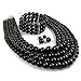 KOSMOS-LI Multi Layer Pearl Strand Necklace Bracelet And Earring Imitate Black Pearl Jewelry Sets For Women