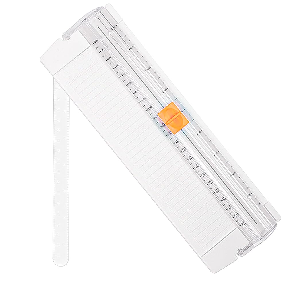 SIYINGSAERY Paper Cutter A4 A5 Portable Paper Trimmer Mini Paper Slicer Guillotine Scrapbooking Tool with Security Safeguard and Side Ruler for Craft Paper,Photo,Coupon,Label Cardstock (White)
