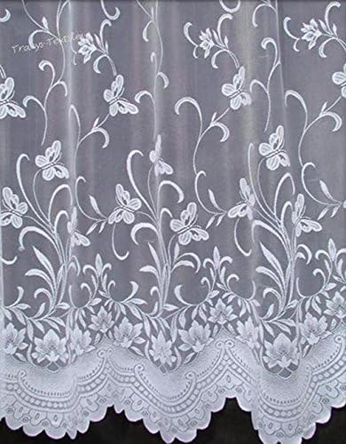 Pretty Enchanted Butterfly White Net Curtain 38 inch Drop Sold by The Meter - Curtains at Home