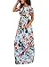 Lovezesent Women Summer Short Sleeve Criss Cross Back Floral Printed Casual Loose Plain Flowy Long Maxi Dresses Holiday Party Navy Small