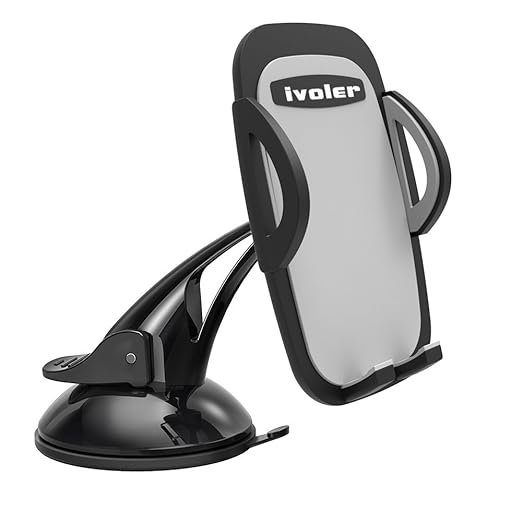 iVoler® Soporte Movil Coche - Universal Soporte Teléfono Coche con Ventosa para Parabrisas y Salpicadero de Coche 360 Grados Rotación Car Mount para iPhone 7/7 Plus/6S/6s Plus/6/6 Plus/5S/5C/SE, Samsung Galaxy S6 Edge, Huawei P9, GPS, MP3 Player y más Ancho de 52-95 mm
