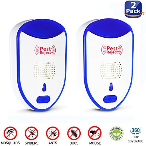 Ultrasonic pest repellent- (2 Pack) 2018 Newest Electronic Plug in Insect Repeller Mosquito Repellent, Pest Control Reject Rodent Bed Bug Mosquito Fly Cockroach Spider Rat Home Animal No Kill
