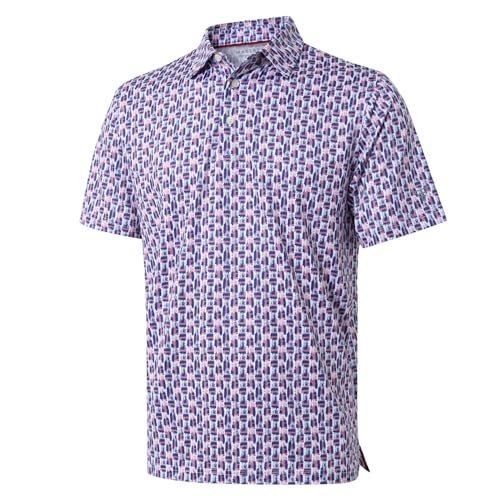 Men's Golf Shirts Dry Fit Short Sleeve Print