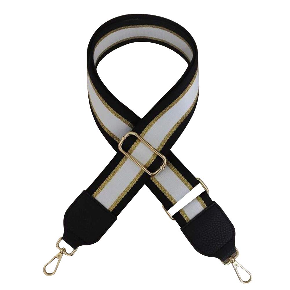 Asudaro Women's Shoulder Strap 5 cm Wide Shoulder Strap with 2 Carabiner Hooks Replacement Belt Adjustable 120 cm Black