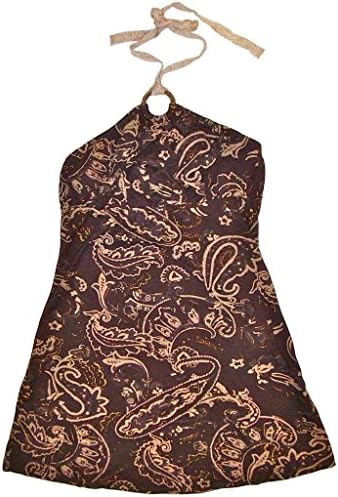 CHANCEFUL Women's Sleeveless Bodycon Glitter Print Summer Beach Party Tube Dress Large Brown/Gold