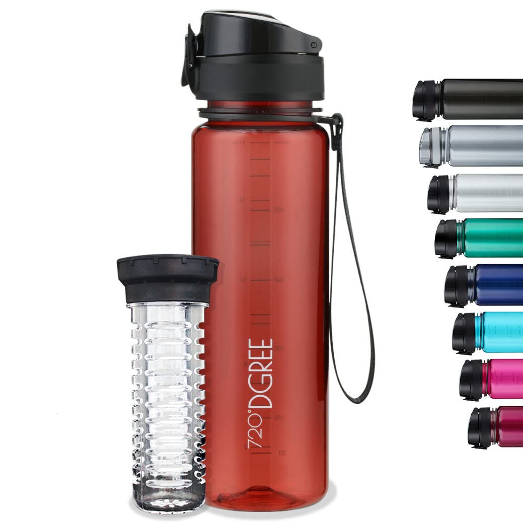 720°DGREE Kids & Sport Water Bottle “uberBottle“ - 500 ml crystalClear +Fruit-Infuser - BPA-Free Tritan, Leakproof, Reusable Drinking Bottle - Waterbottle for Children, School, Gym, Fitness