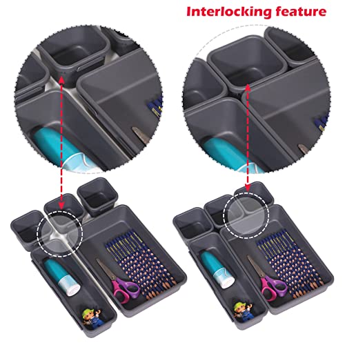 TENABORT 42 Pack Interlocking Desk Drawer Organizer Tray Dividers