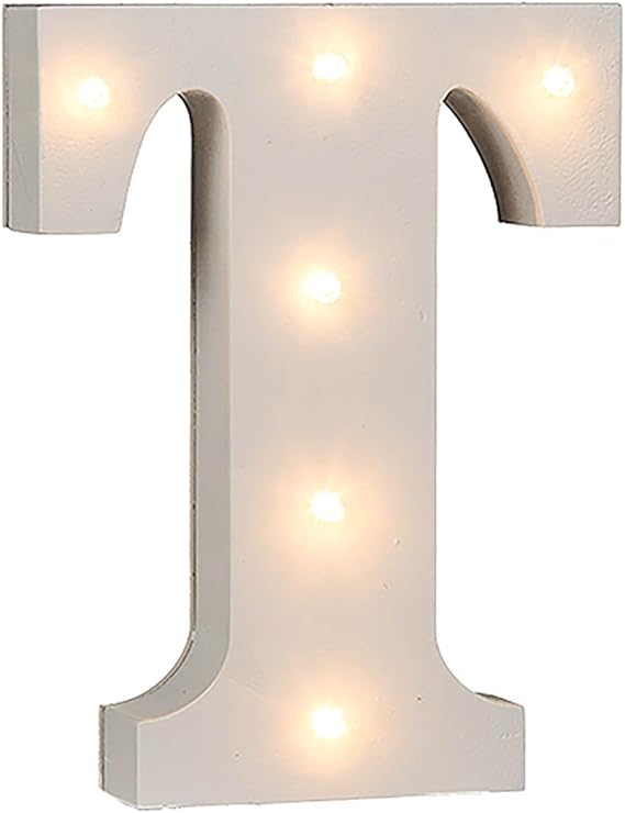 OOTB Illuminated Letter T Light with 6 LED, Wood, White Amazon.co.uk