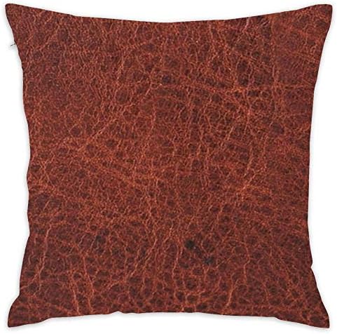 Hsdfnmnsv Faux Animal Skin Leather Brown Custom Cotton Linen Throw Pillow Case Cushion Cover New Home Decorative Square (18" 18")