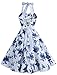 Dressystar Vintage Polka Dot Retro Cocktail Prom Dresses 50's 60's Rockabilly Bandage Blue White M