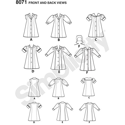 Simplicity Creative Patterns US8071OS Vintage Inspired 18 Inch Doll Clothes Size: Os (One Size).