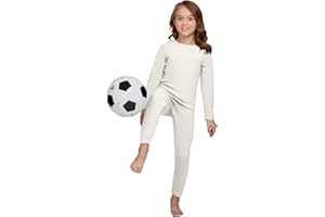 KICKOFF FLEXWEAR Kickoff Long Johns Girl's Thermal Underwear Pajamas, Mock Merino Wool Lightweight Base Layer Set, Moisture-Wicking Soft, Cozy