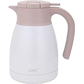 GiNT 1L / 34Oz Thermal Coffee Carafe, Insulated Stainless Steel Coffee Carafes for Keeping Hot/Double Walled Vacuum Thermal Carafe (White)