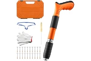 SBOQIXFM The nail wall fixing tool for cement wall, manual steel nail gun tool, concrete nail gun, mini portable nail shooting machine with 100 nails, HouseHol（Orange Color）