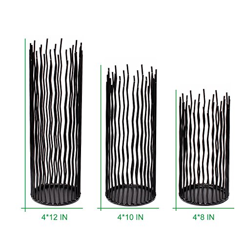 GiveU Metal Willow Led Candle holder Set of 3, Black, 8/10/12 inch Height, Functional Table Decoration