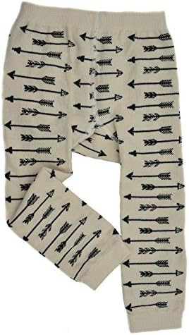 Baby Girl Footless Tights - Beige Arrows Pattern - Organic Leggings Leg Warmers