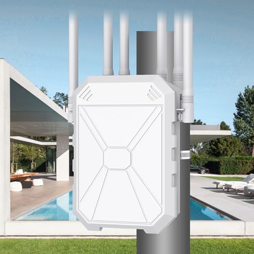 AX1800 Outdoor WLAN Repeater WiFi 6, Gigabit Dualband 2,4 GHz & 5 GHz WLAN Access Point, PoE/DC betrieben, AP/Router/Repeater Modus, IP65 Wasserdichte
