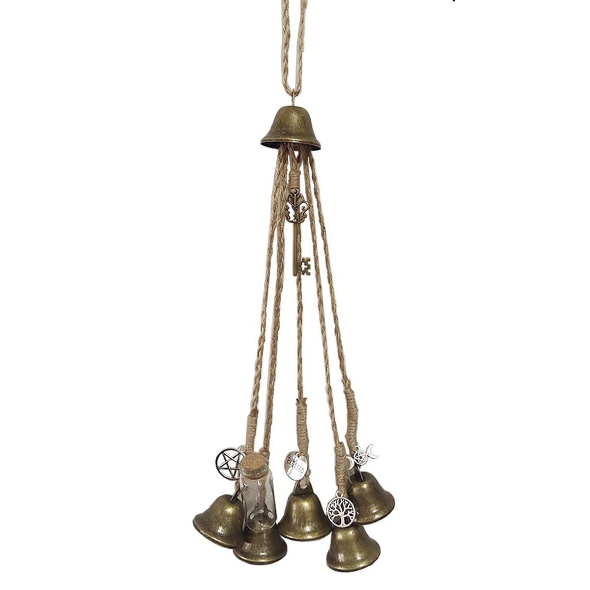 Witches Bells Door Protection Charm Boho Wind Chimes Hanging Ornaments Feng Shui Hanging Bells Witchcraft Supplies for Garden Porch Window Home Decoration