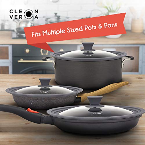 Cleverona Clever Lid - Universal Pan Lid - Large fits 9.5/10/11 inch pans - Dark Grey - Thumbnail 5