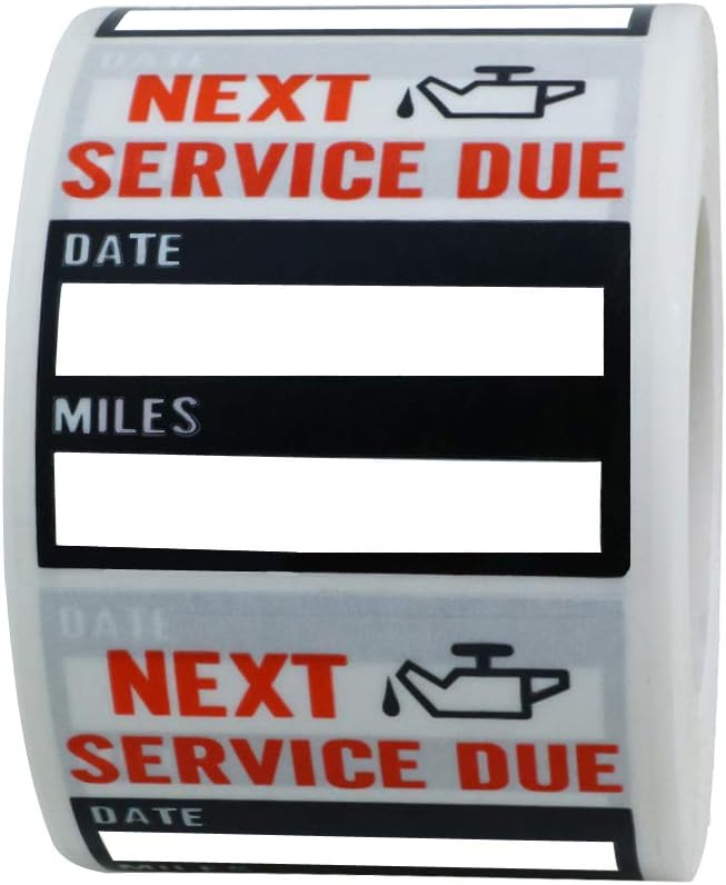Hybsk Clear Oil Change/Service Reminder Stickers 2"x2" Premium Quality Oil Change Stickers 200 Labels on a Roll (Black) : Office Products