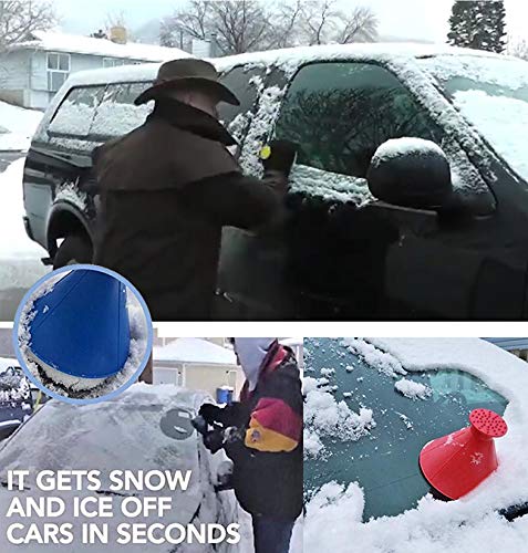 UNIKbrush 2 in 1 Ice Scraper Snow Shovel Cone Funnel Icebreaker Snow Remover Tool for Car Windows (BLUE-2PC)