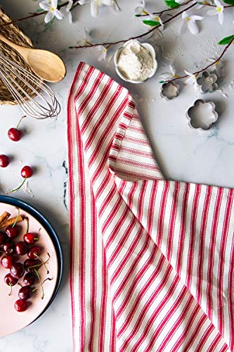 French stripes dinner napkin, Red and White stripes, pack of 12, 100% pure cotton, 18" x 18", Table napkin - Thumbnail 2