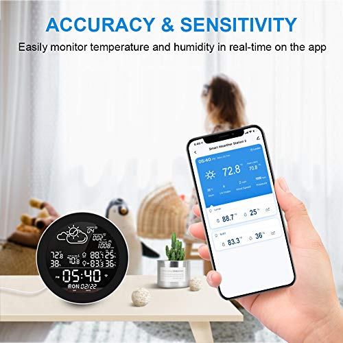 Delicacy WiFi Smart Weather Stations,Wireless Indoor Outdoor Digital Thermometer Hygrometer with Remote Sensor, Temperature Humidity Monitor and Alerts & Data Storage for Home, Greenhouse, Cellar