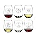 SET OF 6 -Stemless Wine Glasses-Nautical Themed, Resturant Quility Plastic, 14oz, Best Shatter Proof Drinking Glass for Wine, Cocktails or gifts